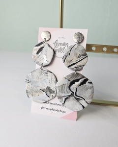 Kolczyki wiszące  czarno-szare MAXI