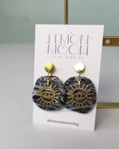 Oko proroka  kolczyki wiszące  czarno-szare 