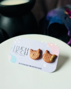 Kolczyki sztyfty koty miedziane