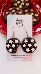 Kolczyki wiszące ciastka kakaowe Pan di Stelle