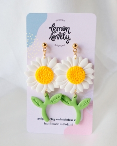 Rumianek długie kolczyki wiszące 