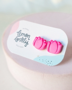 Kolczyki sztyfty tulipany różowe