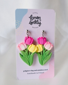 Bukiet tulipanów kolczyki wiszące na Dzień Kobiet