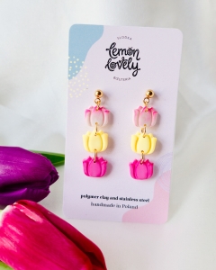 Kolorowe tulipany kolczyki wiszące