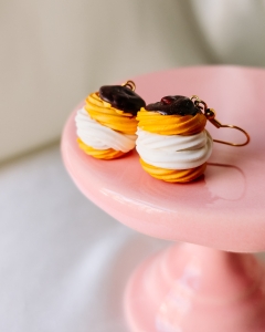 Kolczyki wiszące ptyś z czekoladą