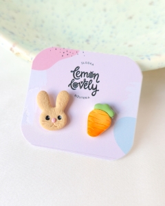 Marchewka i zajączek kolczyki sztyfty 